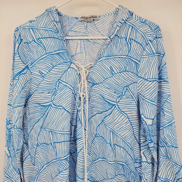 Charlie Holiday The Coco Blue and White Swimsuit Coverup Dress Size 6 Medium - Picture 7 of 12